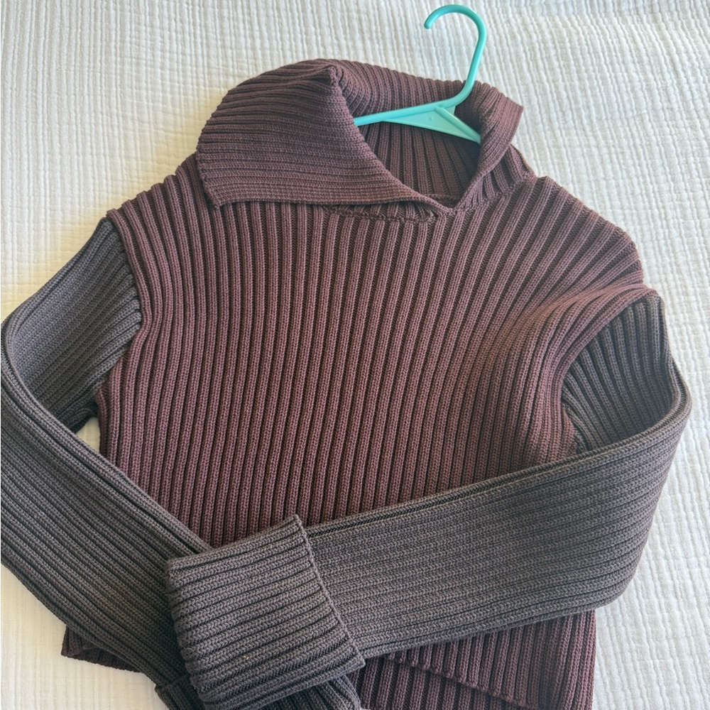 Ribbed Brown Zara Sweater for Women